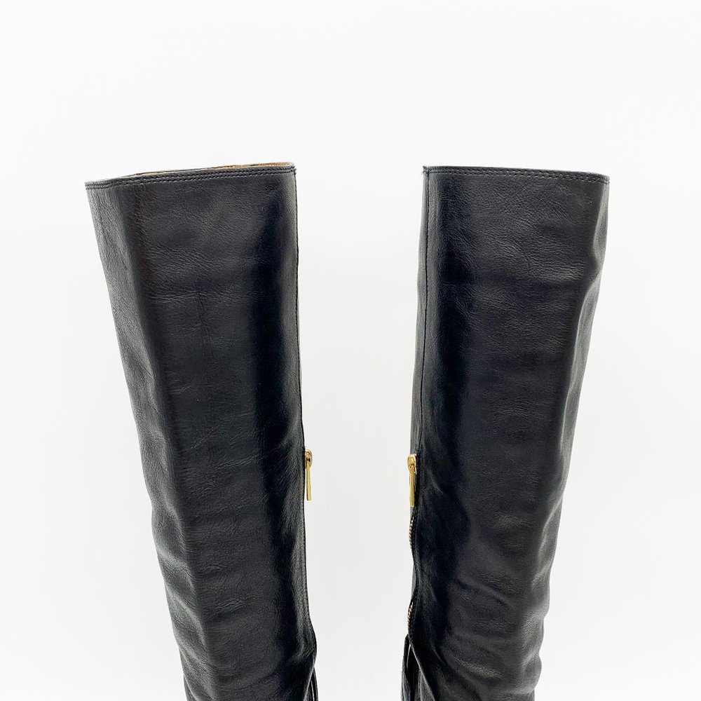 COACH Dorthy Wedge Boots Black Leather Round Toe - Picture 7 of 13